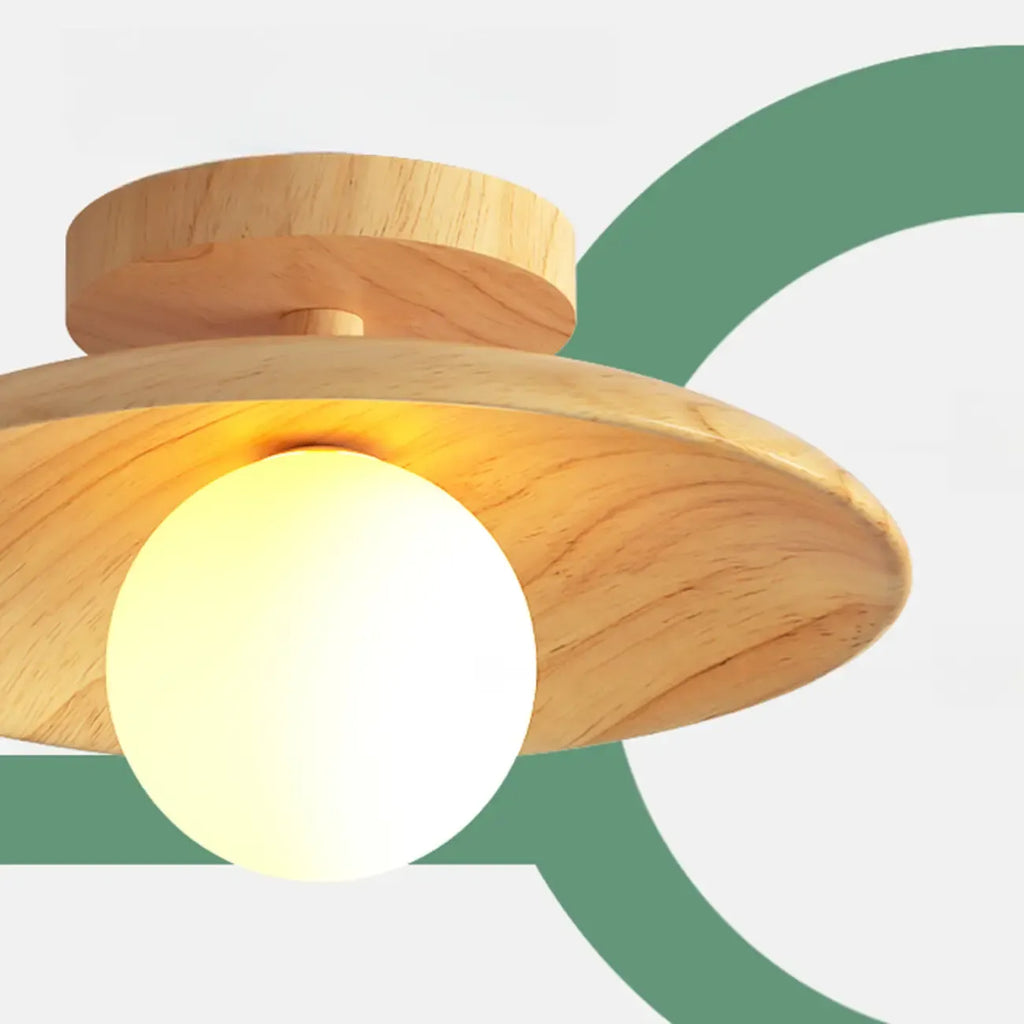 Plafonnier semi-encastré simple en bois pour usage intérieur