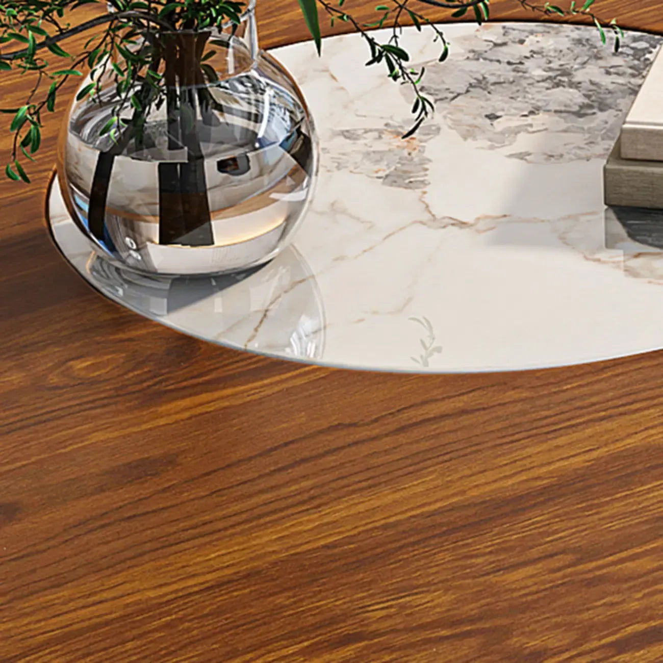 Table basse gigogne moderne Beiger Free Form avec tiroir