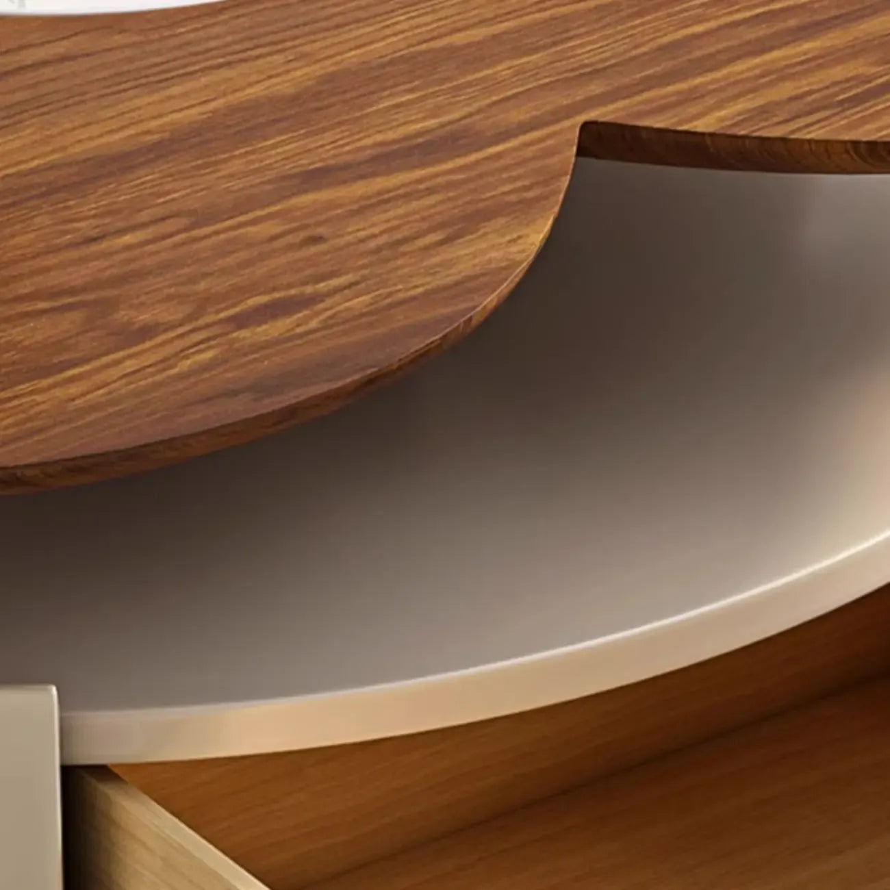 Table basse gigogne moderne Beiger Free Form avec tiroir