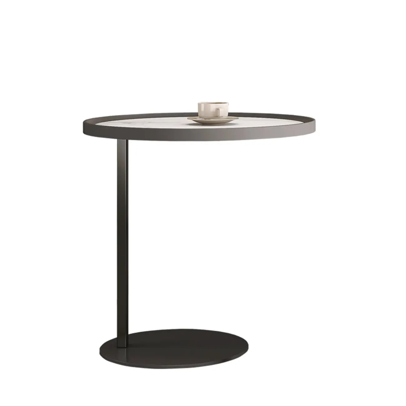 Table basse gigogne ronde grise avec rangement et plateau relevable
