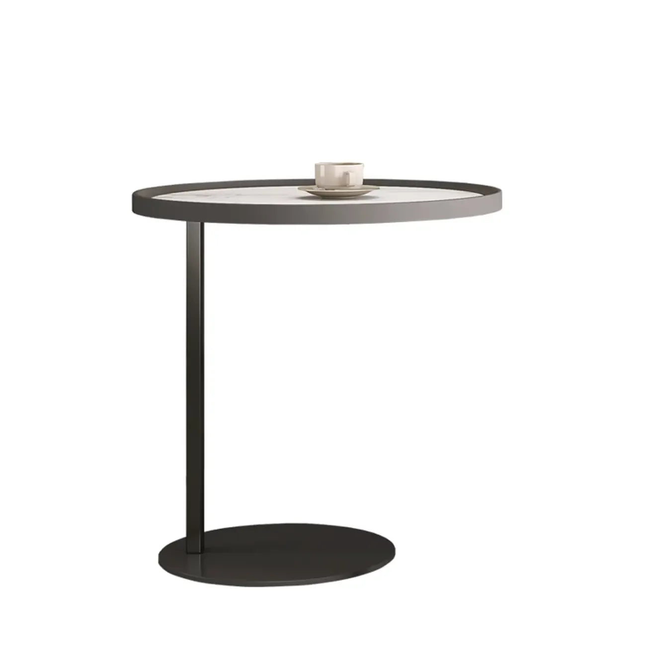 Table basse gigogne ronde grise avec rangement et plateau relevable