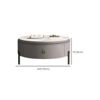 Table basse gigogne ronde grise avec rangement et plateau relevable