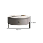 Table basse gigogne ronde grise avec rangement et plateau relevable