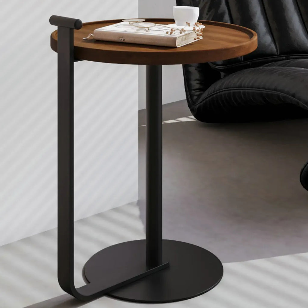 Table basse minimaliste ronde à base en acier pour salon