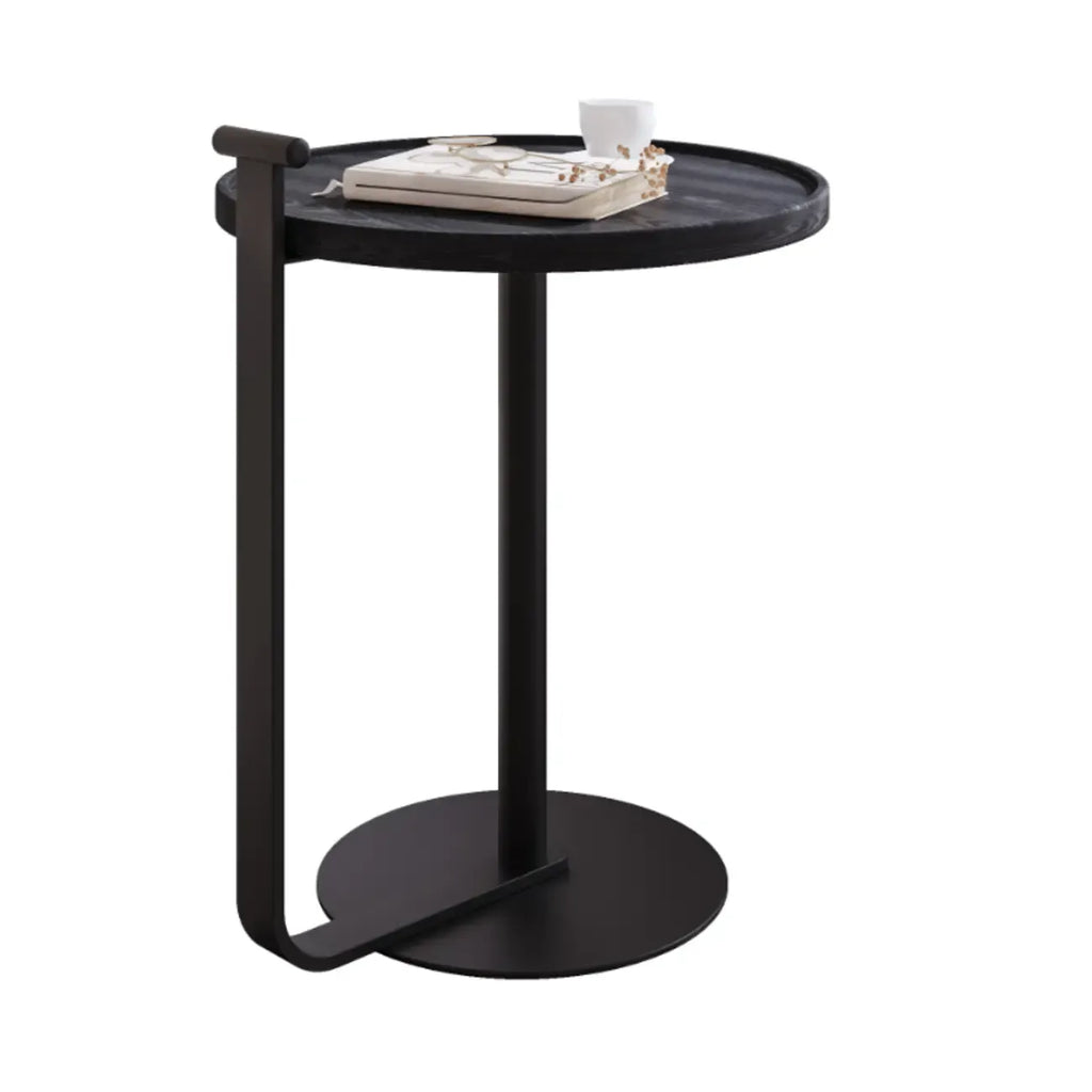 Table basse minimaliste ronde à base en acier pour salon