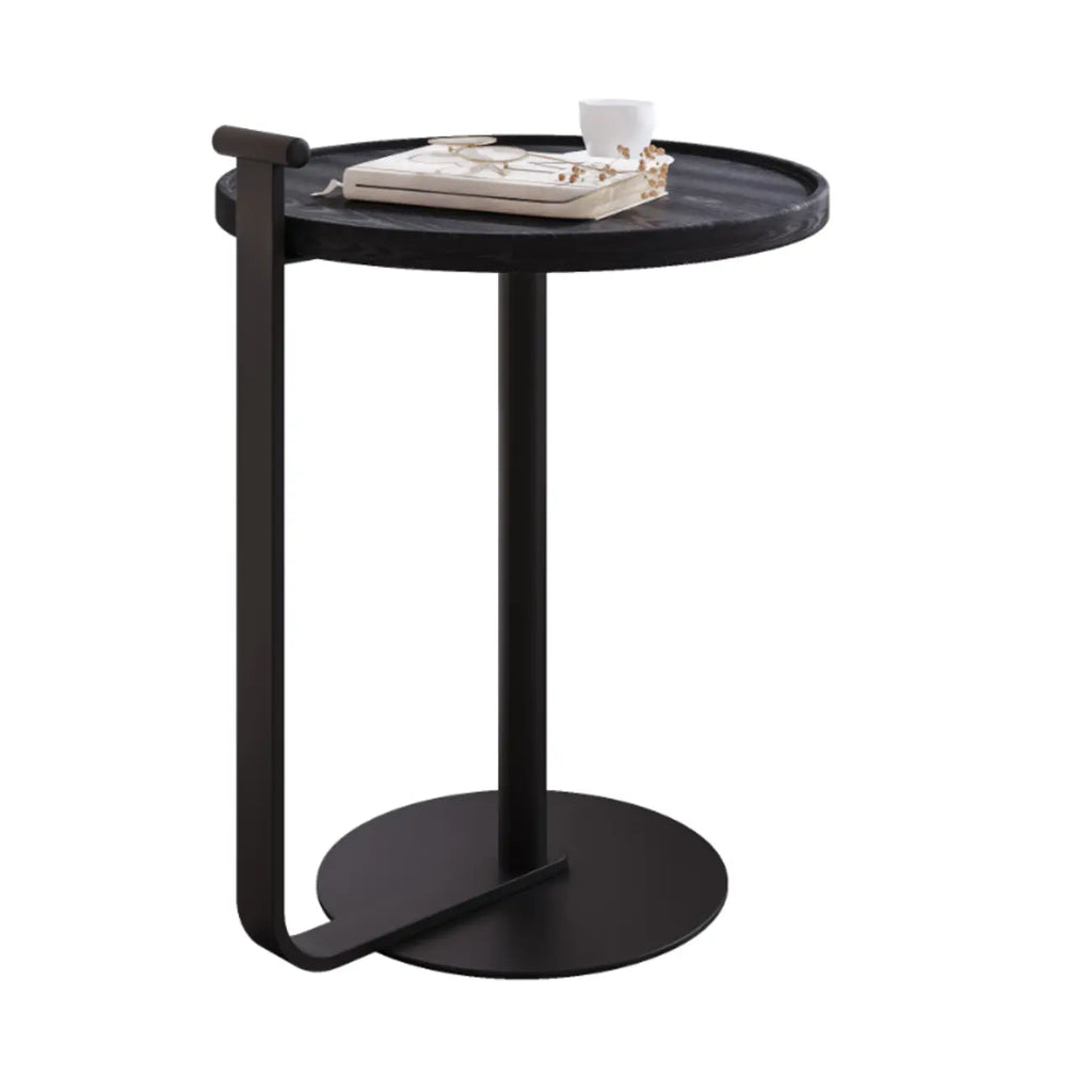 Table basse minimaliste ronde à base en acier pour salon