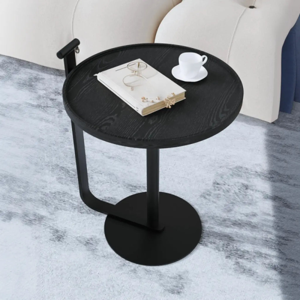 Table basse minimaliste ronde à base en acier pour salon