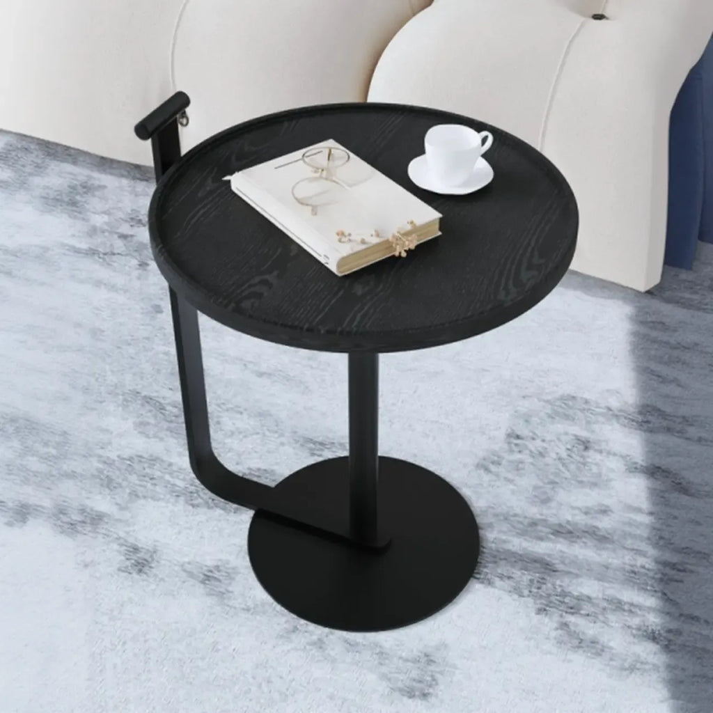 Table basse minimaliste ronde à base en acier pour salon