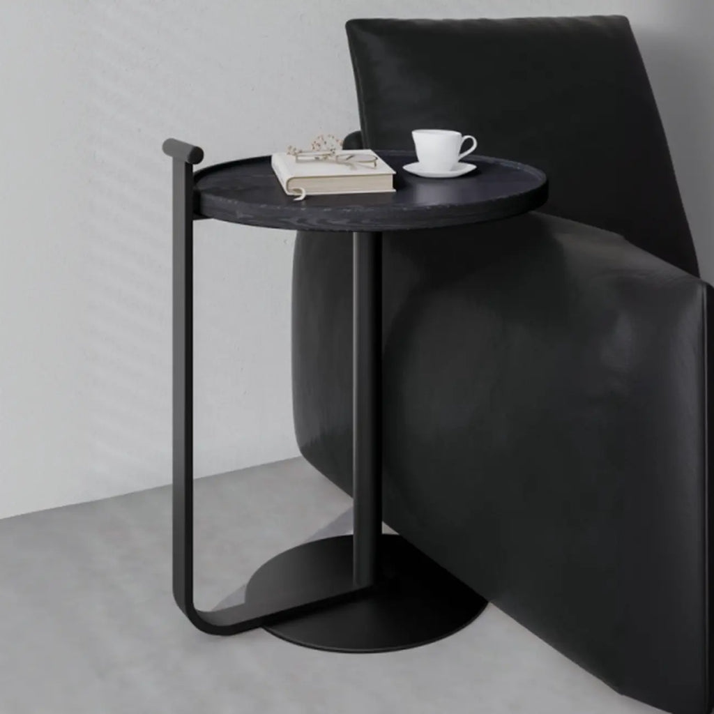 Table basse minimaliste ronde à base en acier pour salon