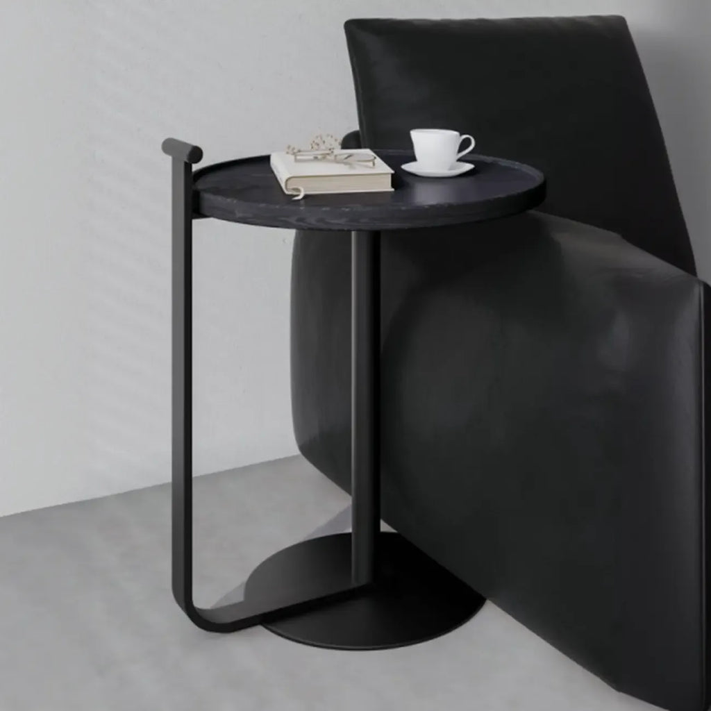 Table basse minimaliste ronde à base en acier pour salon