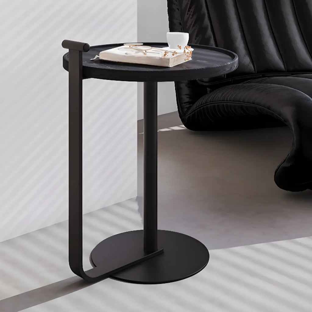 Table basse minimaliste ronde à base en acier pour salon