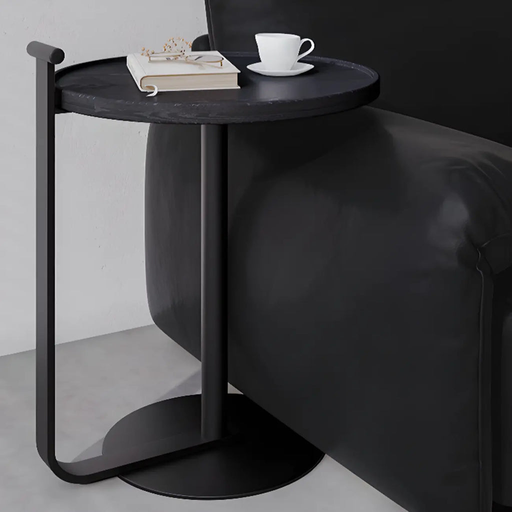 Table basse minimaliste ronde à base en acier pour salon