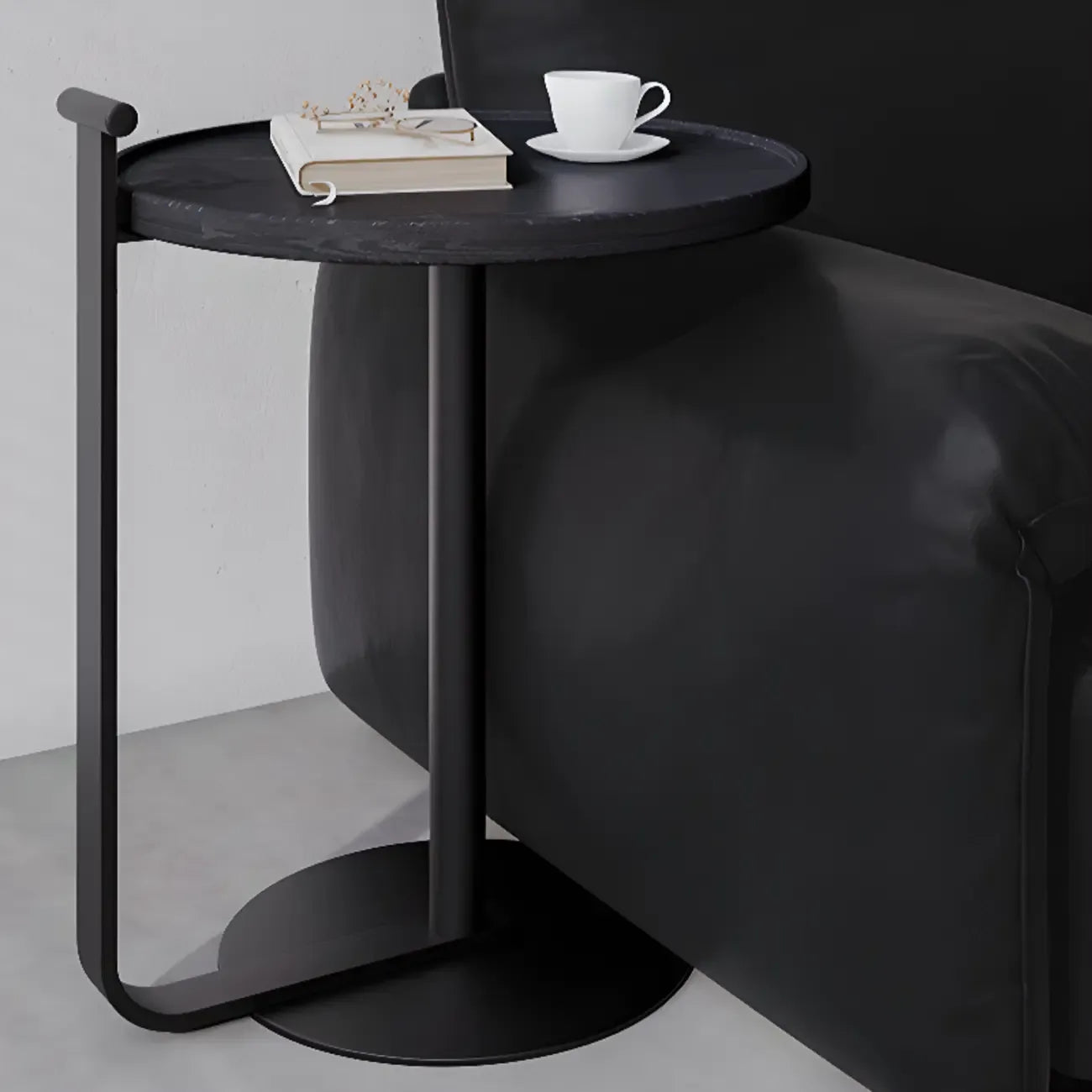 Table basse minimaliste ronde à base en acier pour salon