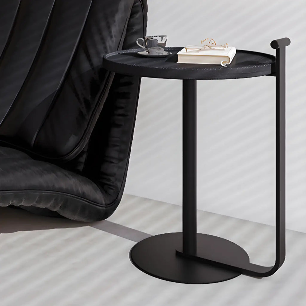 Table basse minimaliste ronde à base en acier pour salon