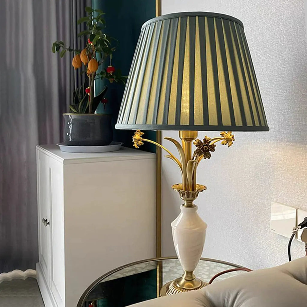 Lampe de table élégante en métal vert avec télécommande pour salon