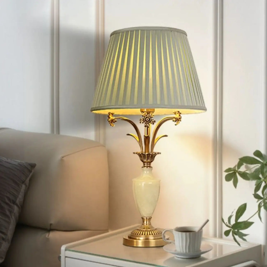 Lampe de table élégante en métal vert avec télécommande pour salon