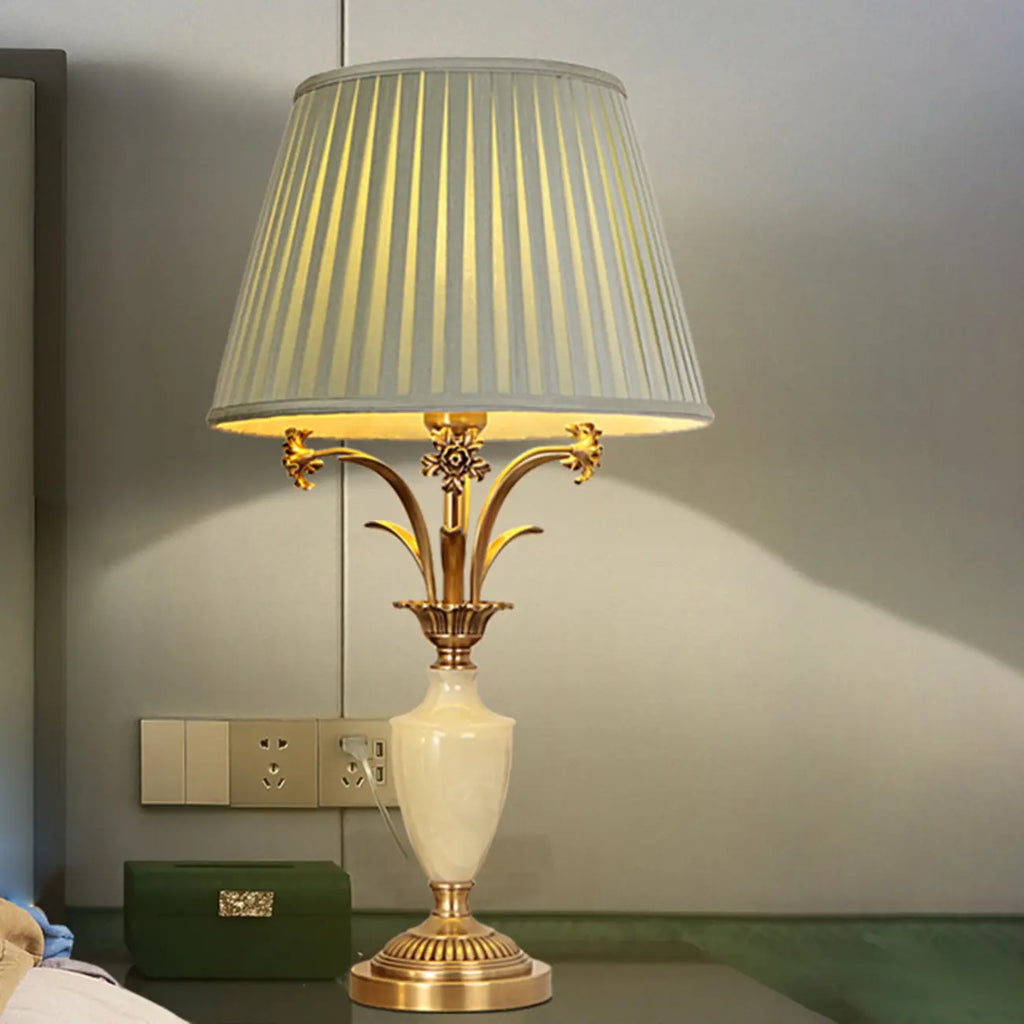 Lampe de table élégante en métal vert avec télécommande pour salon