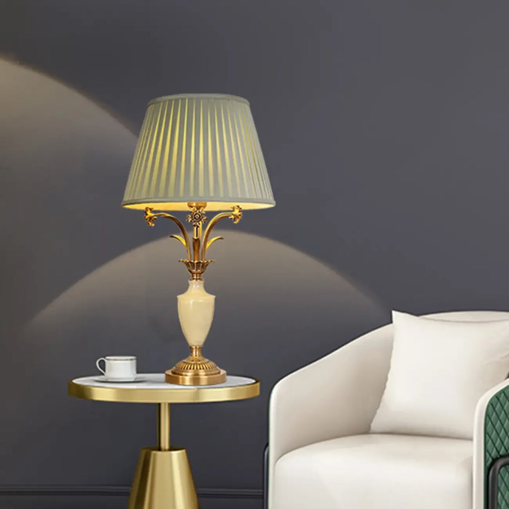 Lampe de table élégante en métal vert avec télécommande pour salon