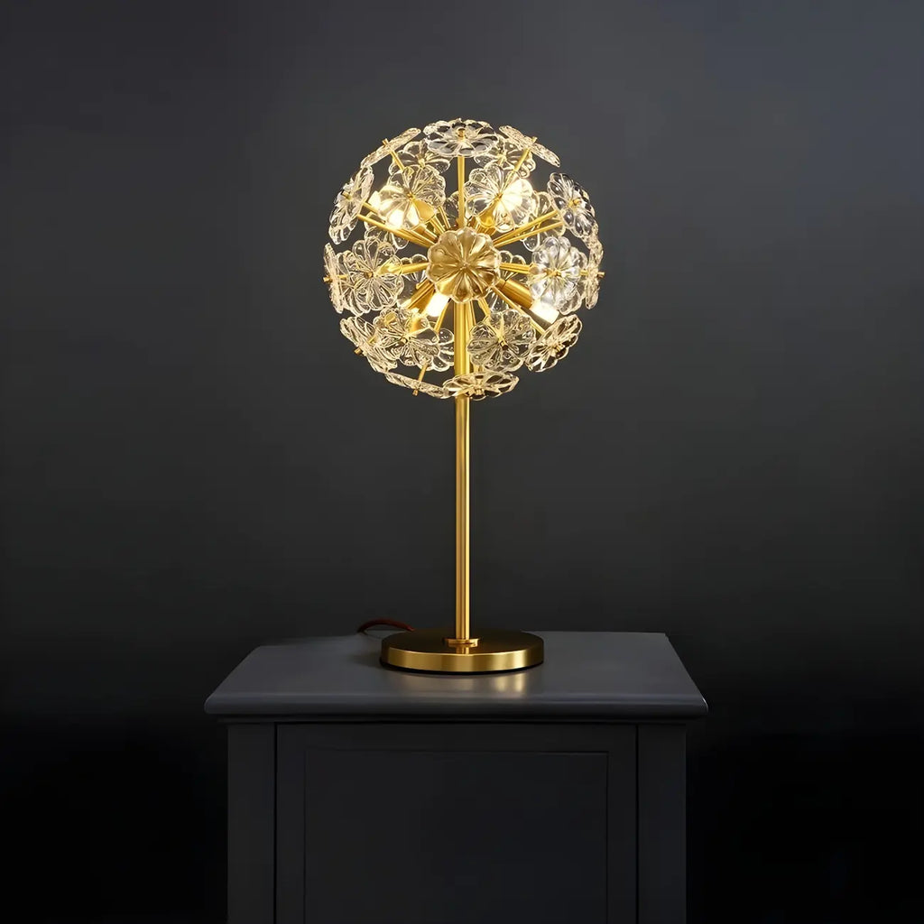 Lampe de table glamour en cristal et métal doré pour salon