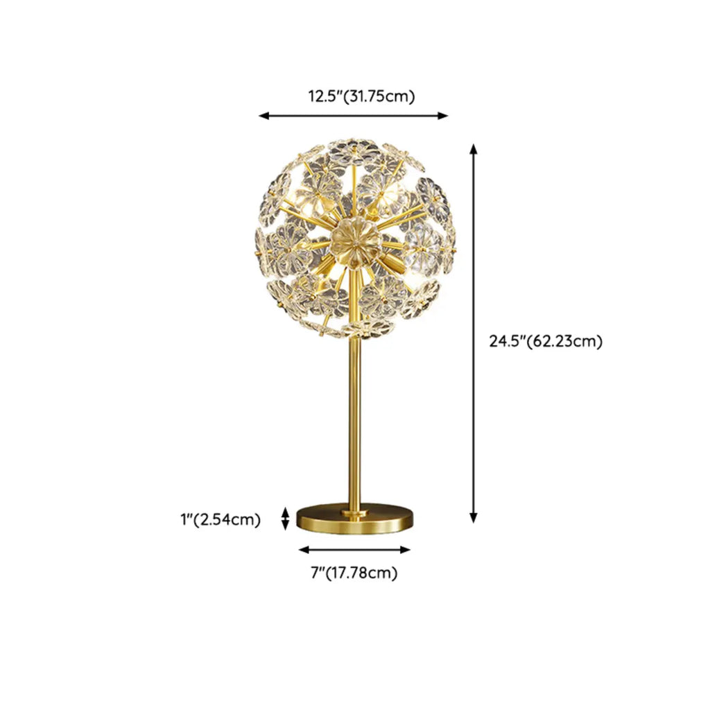 Lampe de table glamour en cristal et métal doré pour salon