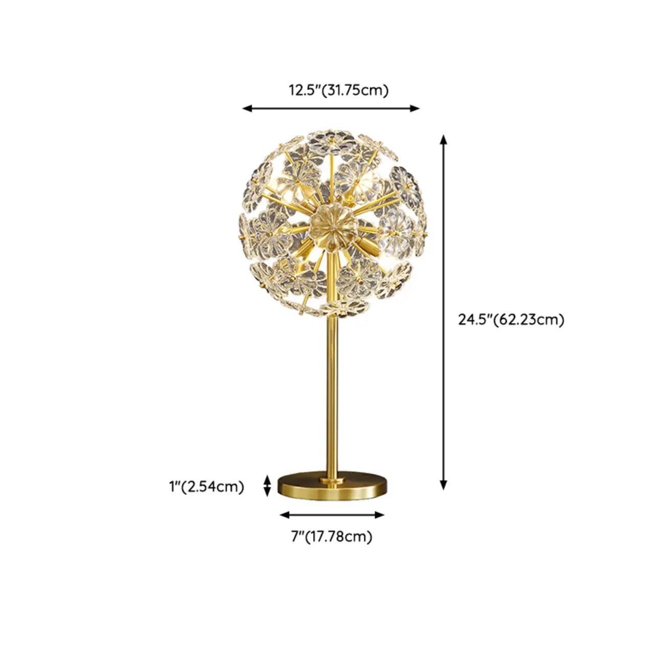 Lampe de table glamour en cristal et métal doré pour salon