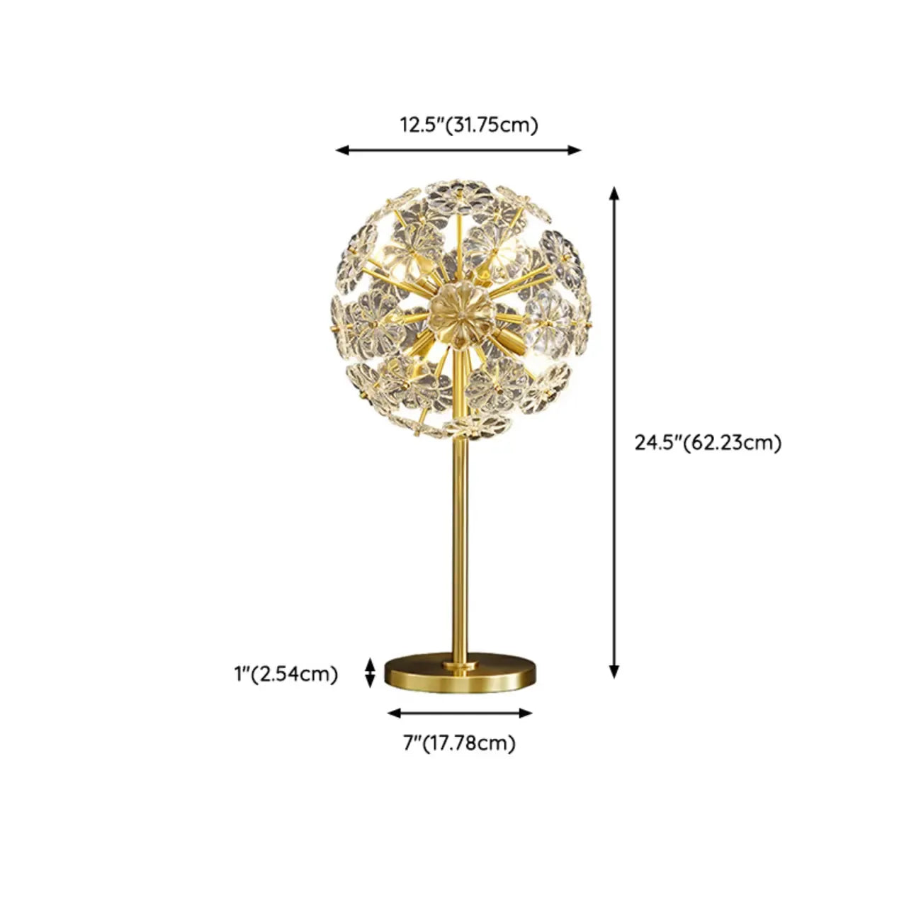 Lampe de table glamour en cristal et métal doré pour salon