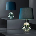 Lampada da tavolo blu moderna geometrica in cristallo per soggiorno