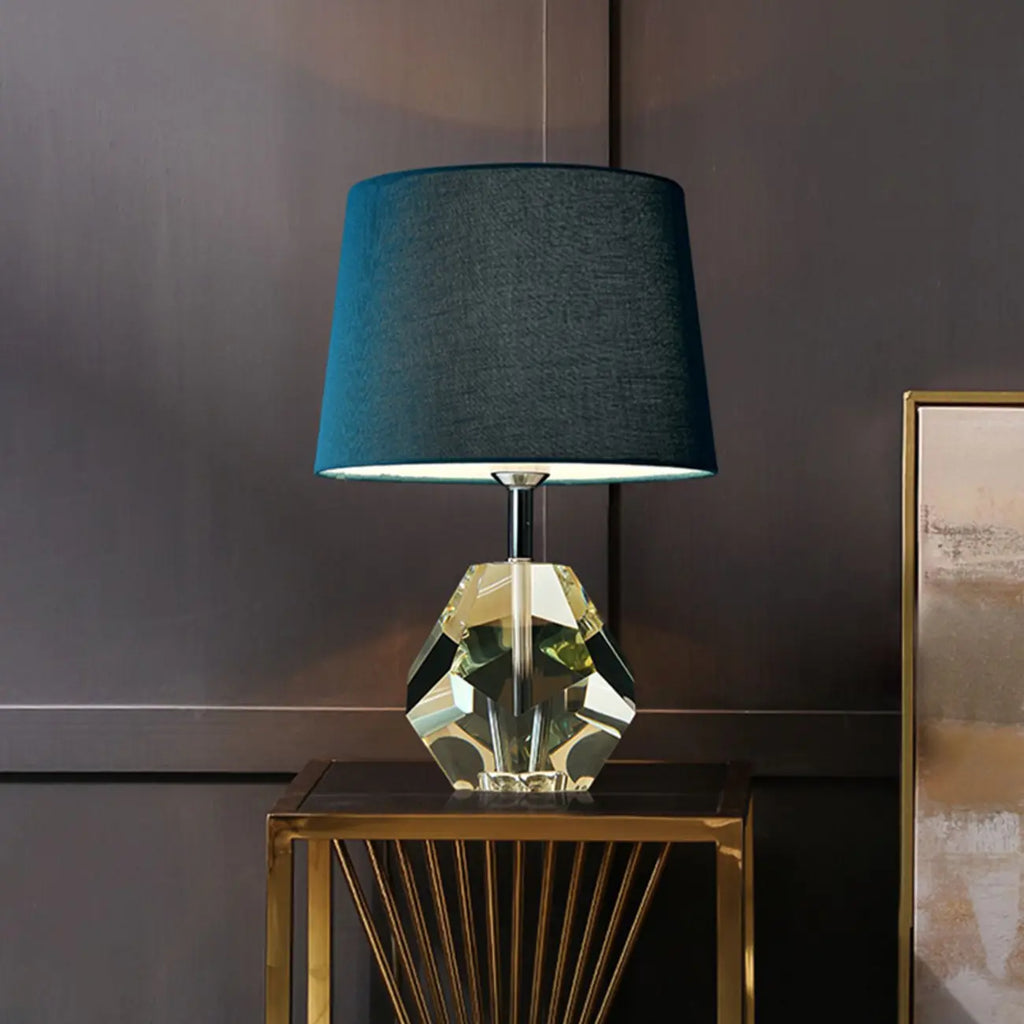 Lampada da tavolo blu moderna geometrica in cristallo per soggiorno