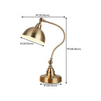 Lampe de table en laiton antique avec abat-jour en forme de bol arqué pour chambre à coucher