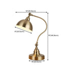Lampe de table en laiton antique avec abat-jour en forme de bol arqué pour chambre à coucher