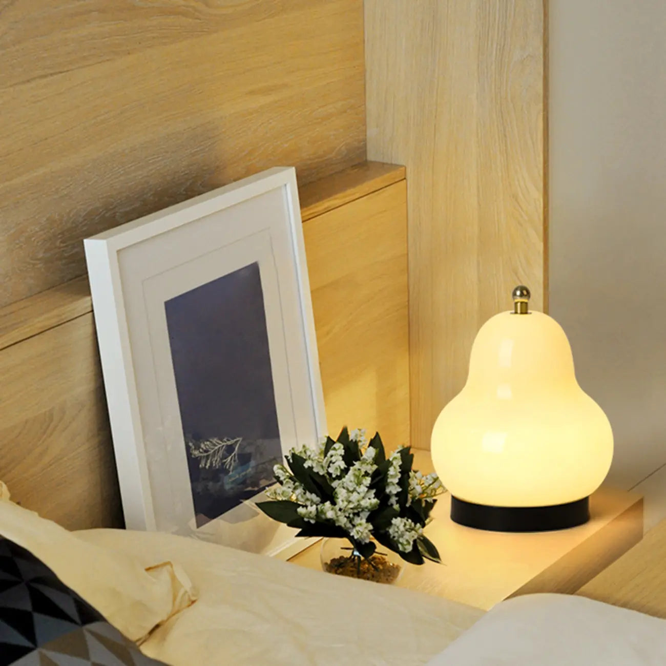 Lampe de chevet mignonne en verre en forme de poire, câblée directement à l'électricité