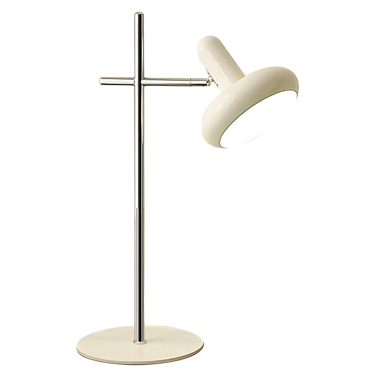 Lampe de table minimaliste géométrique en métal blanc cassé pour chambre à coucher