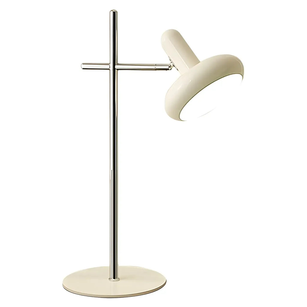 Lampe de table minimaliste géométrique en métal blanc cassé pour chambre à coucher