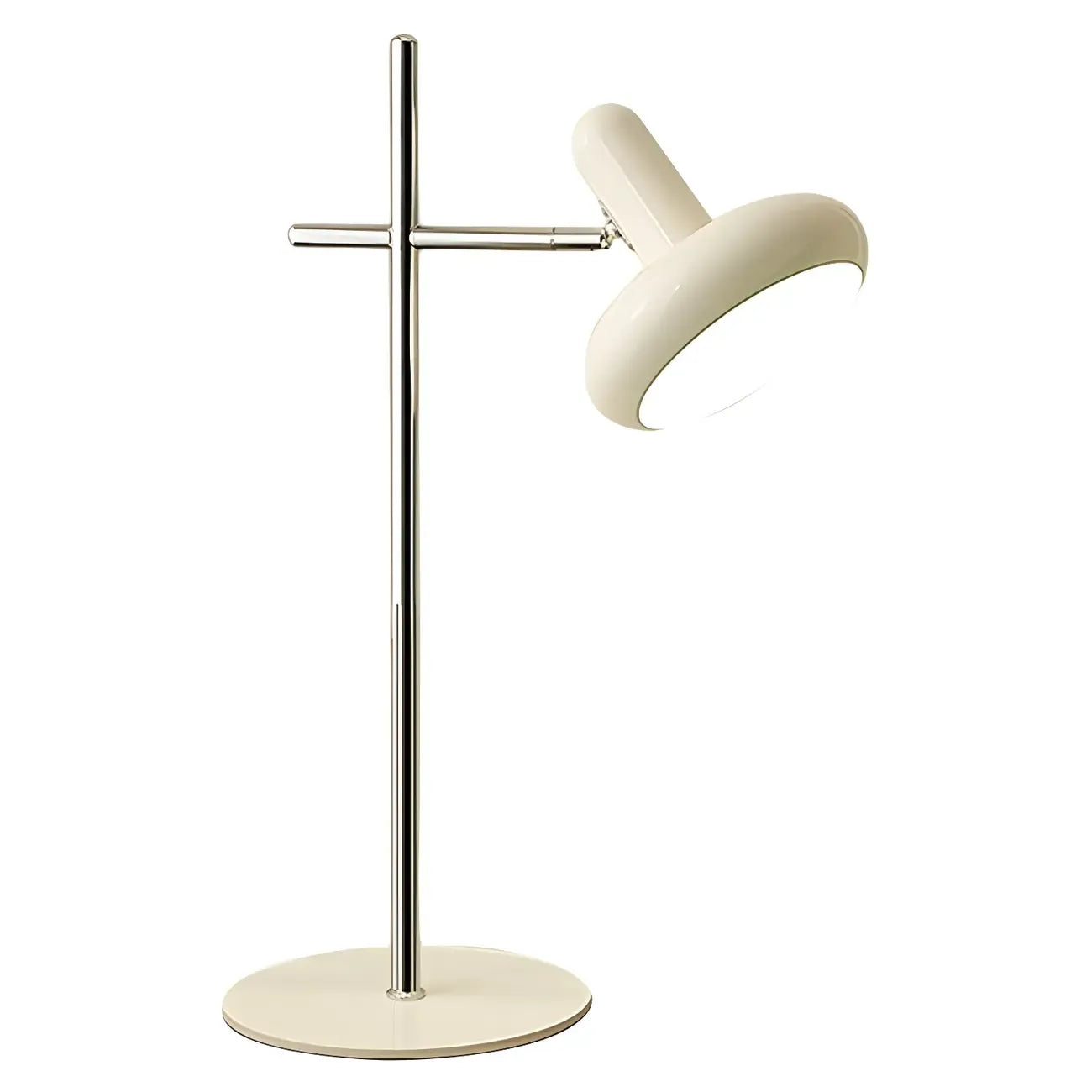 Lampe de table minimaliste géométrique en métal blanc cassé pour chambre à coucher