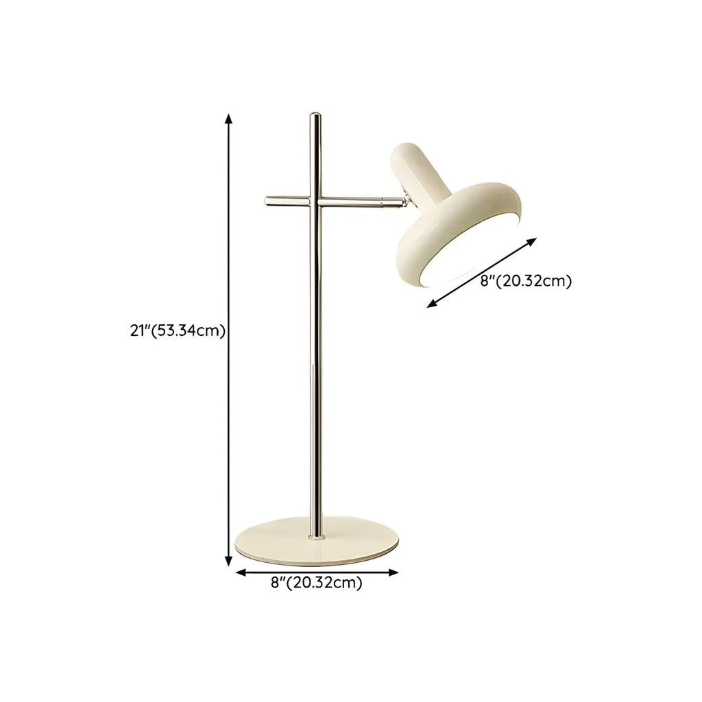 Lampe de table minimaliste géométrique en métal blanc cassé pour chambre à coucher