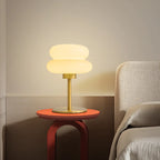 Lampe de table moderne en métal doré, verre et forme géométrique pour chambre à coucher