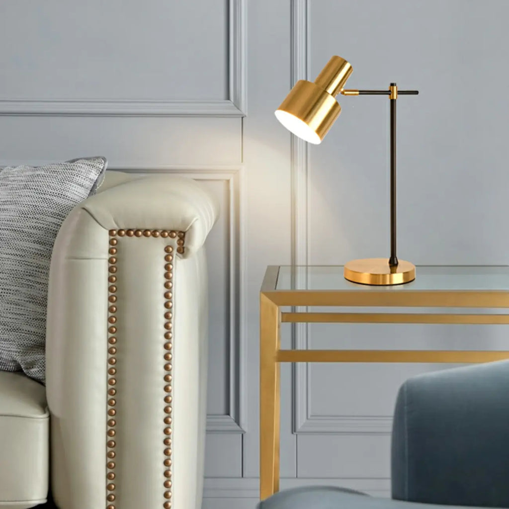 Lampe de table géométrique dorée à brancher, électrique, pour salon