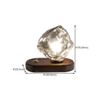 Lampe de table élégante en bois et verre avec pied en verre, à brancher, pour chambre à coucher