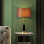 Lampe de table moderne en métal doré avec abat-jour cylindrique