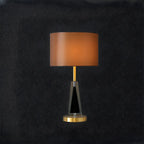 Lampe de table moderne en métal doré avec abat-jour cylindrique