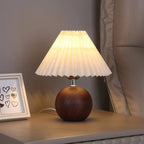 Lampe de table vintage en bois plissé pour chambre à coucher