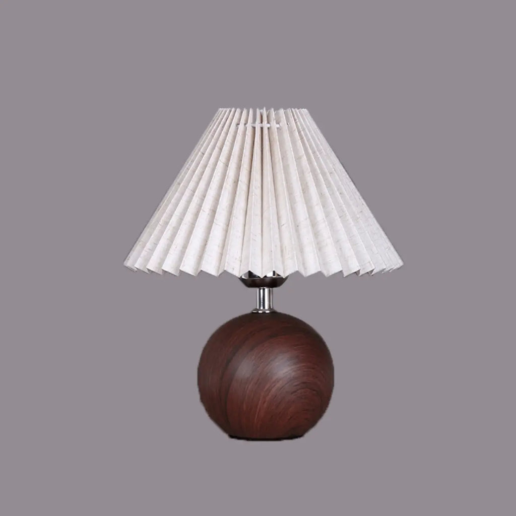 Lampe de table vintage en bois plissé pour chambre à coucher