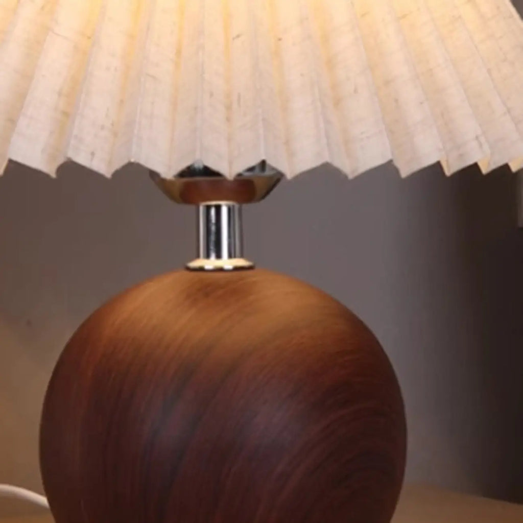 Lampe de table vintage en bois plissé pour chambre à coucher