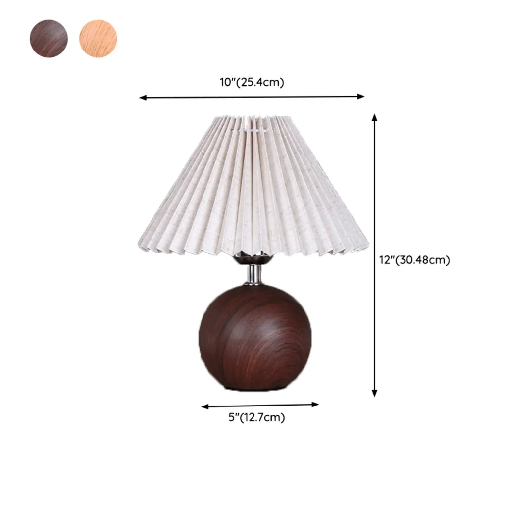 Lampe de table vintage en bois plissé pour chambre à coucher