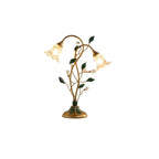 Lampe de table élégante en métal avec abat-jour floral en verre pour usage résidentiel