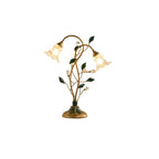 Lampe de table élégante en métal avec abat-jour floral en verre pour usage résidentiel