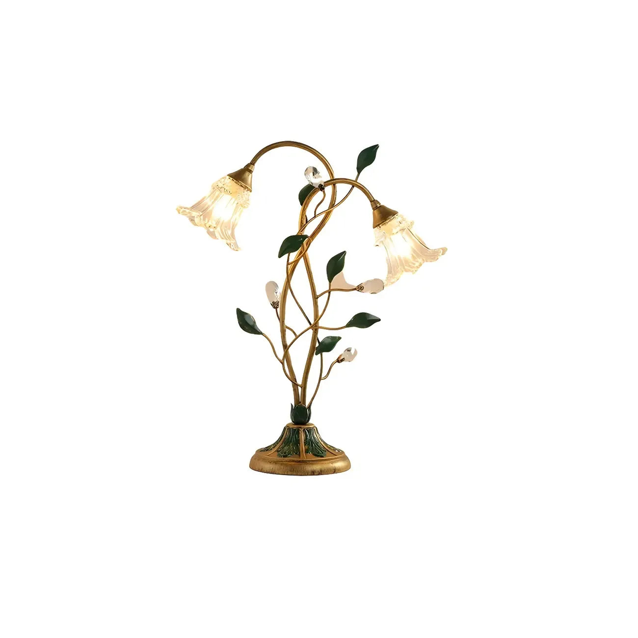 Lampe de table élégante en métal avec abat-jour floral en verre pour usage résidentiel