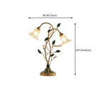 Lampe de table élégante en métal avec abat-jour floral en verre pour usage résidentiel