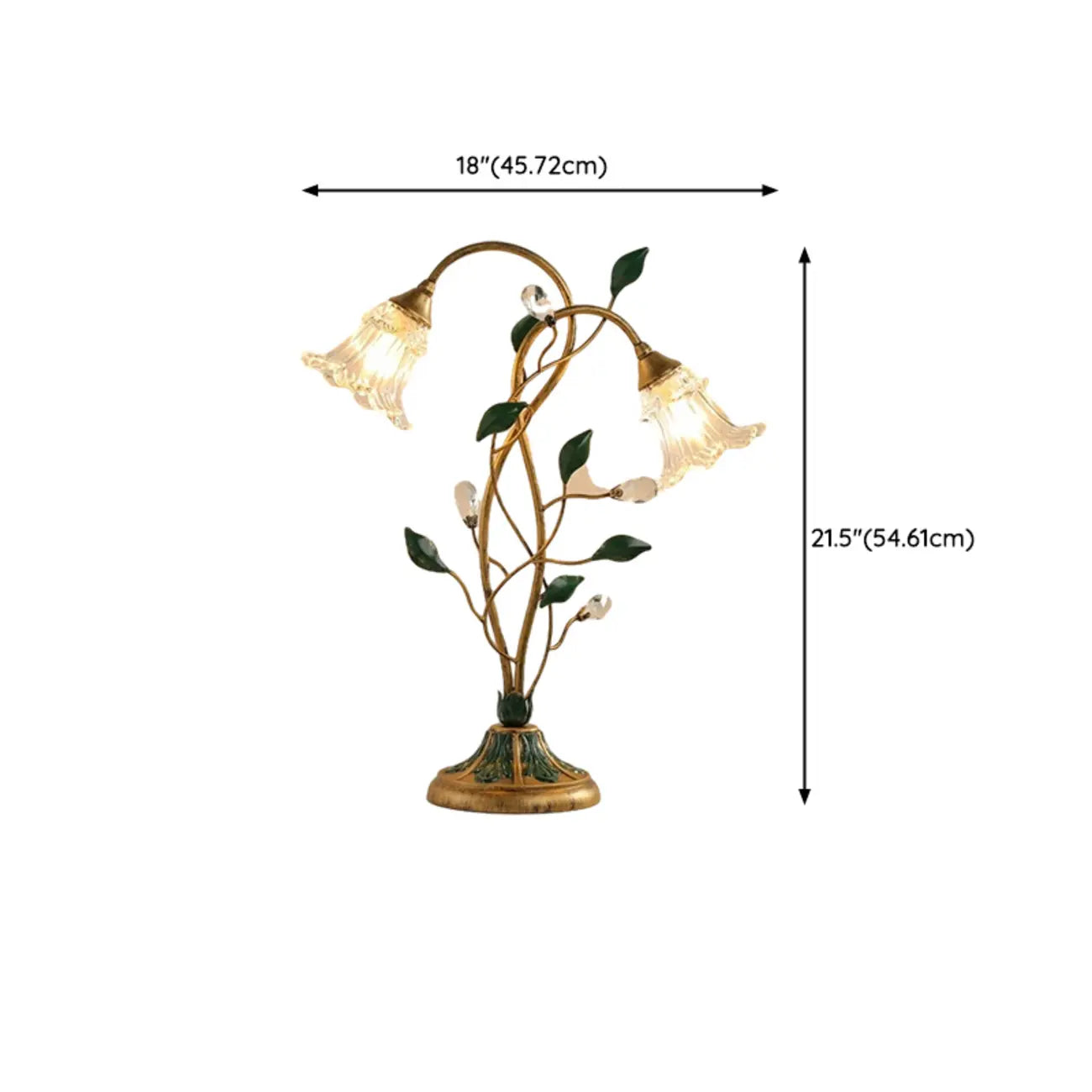 Lampe de table élégante en métal avec abat-jour floral en verre pour usage résidentiel