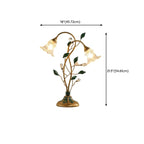 Lampe de table élégante en métal avec abat-jour floral en verre pour usage résidentiel